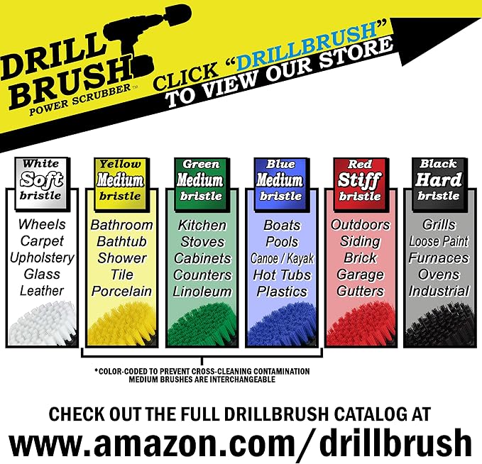 Drillbrush Boat Accessories – Kayak Cleaning Kit – Boat Cleaning Brush Kit – Marine Scrub Brush Attachment for Drill – Rotary Brushes for Boats – Motorized Hull Power Scrubber Set - Hull Cleaner Set