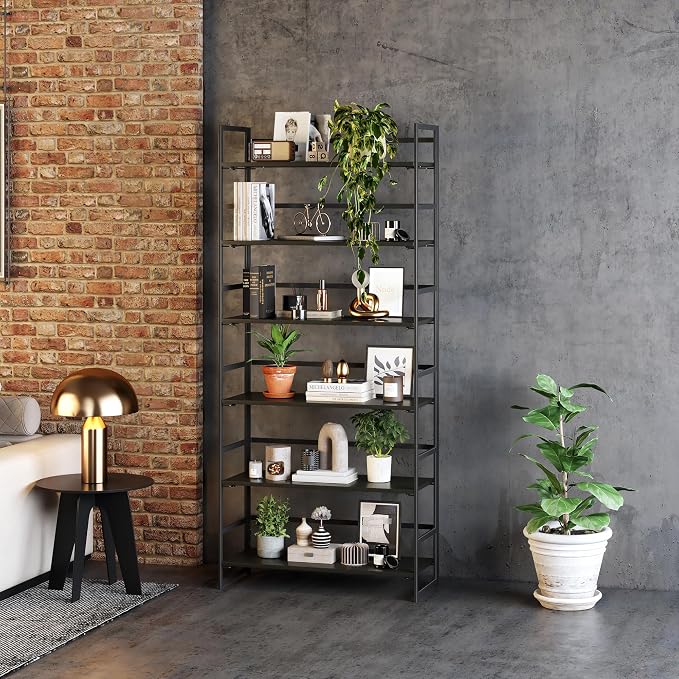 BHG Vintage Multifunctional Folding Bookshelf, No-Assembly Plant Stand Storage Rack Shelves for Home Office