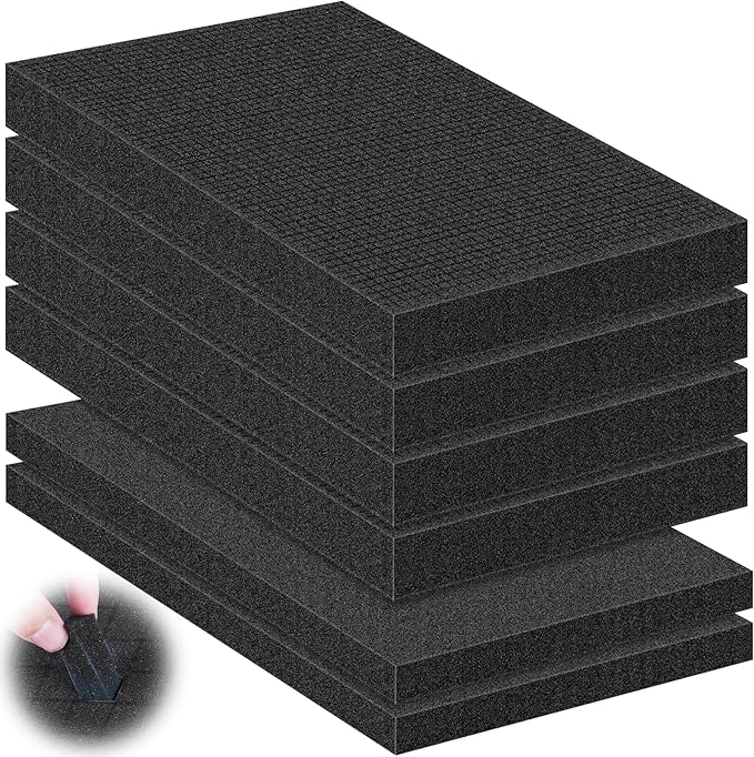 6 Pcs Pick and Pluck Foam Sheets 2 Size Polyurethane Pick Apart Foam Inserts Pads with Bottom Use for Camera, Interlocking Case, Tool Box, Storage Drawer (4P 16" x 12" x 2", 2P 16" x 12" x 1")