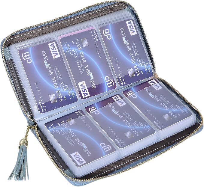 Easyoulife Credit Card Holder Wallet Womens Zipper Leather Case Purse RFID Blocking