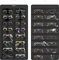 Hanging Sunglasses Organizer and Storage, 32 Slots Jewelry Holder, Black | Protect eyewear from dust with double-sided clear compartments; roof design hangs on wall, door or closet for home/RV travel.