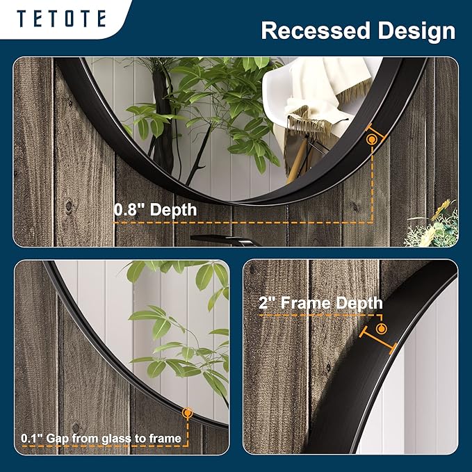 TETOTE Black Oval Bathroom Mirror, 24 x 36 Matte Black Framed Wall Mounted Mirror for Vanity, Modern Decorative Shatterproof Oval Wall Mirrors for Entryway, Living Room, Bedroom