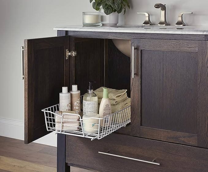 ClosetMaid Pull Out Cabinet Organizer, Heavy Duty, Slide Out Pantry Shelves Drawers for Kitchen, Bathroom, 5.25" H x 13.5" W x 20" D, White