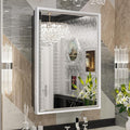 Keonjinn 17" x 25" Silver Bathroom Medicine Cabinets with Mirror, Recessed or Surface Wall-Mounted Aluminum Alloy Framed Beveled Mirror with Storage, 2 Adjustable Shelves for Bath Modern