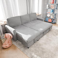 Vongrasig Pull Out Couch, 2 in 1 Small Sofa Bed Sleeper Sofa with Storage, 77" L Shaped Convertible Sofa with Storage Chaise for Living Room, Apartment, Light Grey