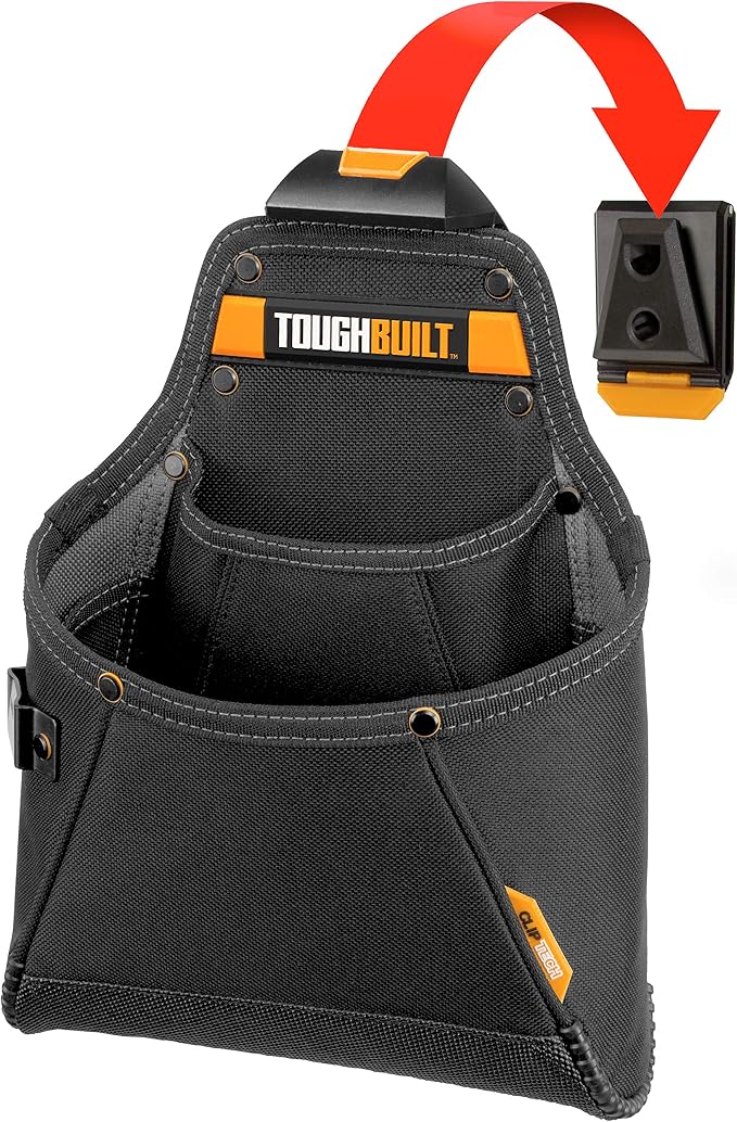 ToughBuilt ClipTech Series - Utility Pouch, Heavy-Duty Tool Pouch with Multiple Pockets, Secure Attachment & Storage for Jobsite Use
