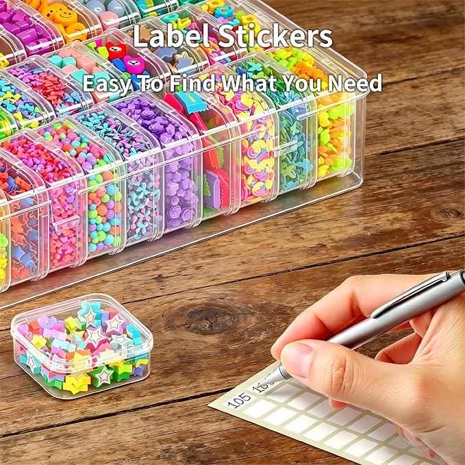 Bead Organizer Box, 31 Pcs Clear Plastic Storage Containers with Hinged Lids Mini Boxes for Jewelry Making, Crafts, DIY, Seed, Small Parts