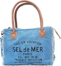 Shy Shy Bags Sel De Mer Canvas & Cowhide Tote Bag - Upcycled Radiant Leather Hand Bag