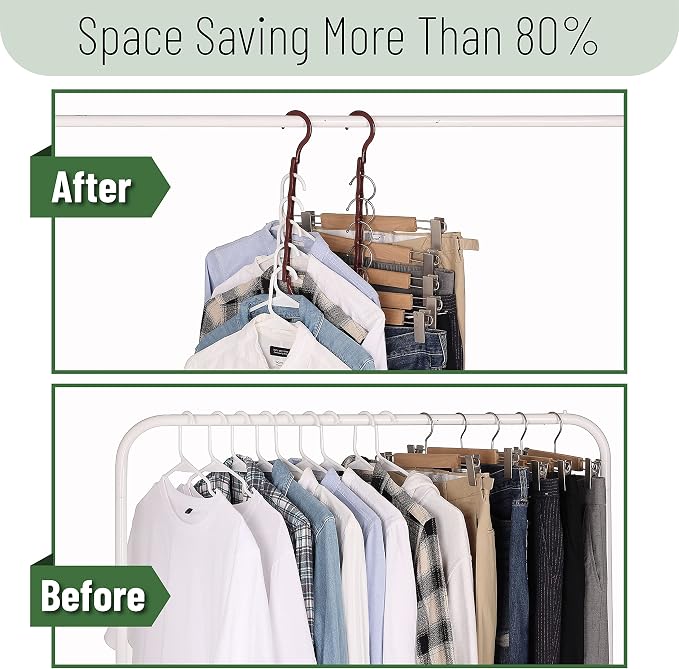 Mr. Pen- Space Saving Hangers, 8 pcs, 360° Rotating Hooks | Magic Cascading Hanger Organizer with 5 Enclosed Slots, Closet Organizers and Storage for Clothes
