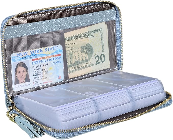 Easyoulife Credit Card Holder Wallet Womens Zipper Leather Case Purse RFID Blocking