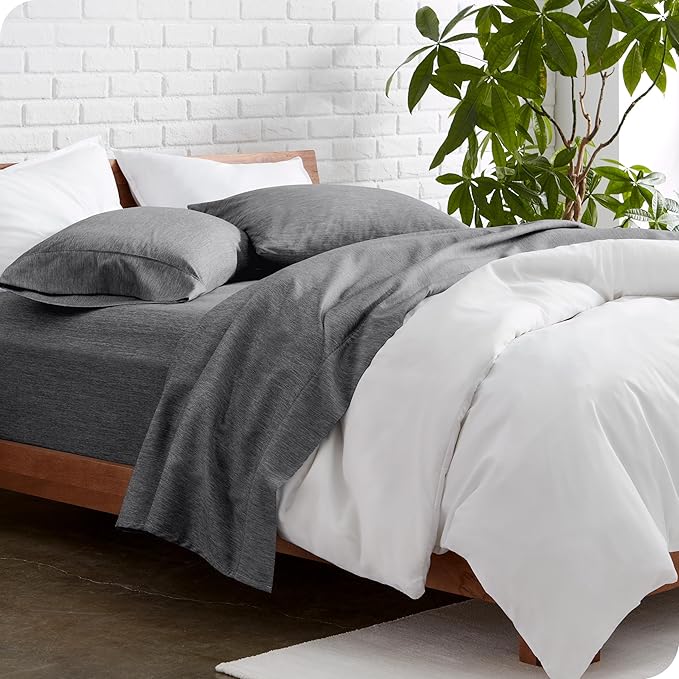 Bare Home Split King Sheet Set - 1800 Ultra-Soft Microfiber Double Brushed - Deep Pockets - Easy Fit - 5 Piece Set - Bed Sheets (Split King, Heathered Grey)