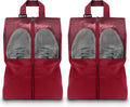 Shoe Bags For Travel, Used As For Storage or Shoe Travel Bag, Space Saving When Travelling With This Travel Shoe Bags For Packing, Featuring Waterproof Nylon Sneaker Bag. (Red, 2 Pack, Large)