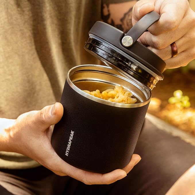 Hydrapeak 18oz Stainless Steel Vacuum Insulated Food Jar for Hot Food and Cold Food, Wide Mouth Leak-Proof Soup for Adults, 10 Hours Hot and 16 Hours Cold (Bubblegum)
