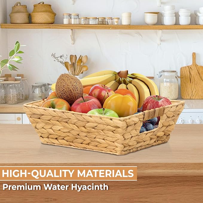 M4DECOR Set of 6 Snack Baskets, Wicker Snack Basket Organizer for Office, Small Wicker Baskets with Handles (6 packs)