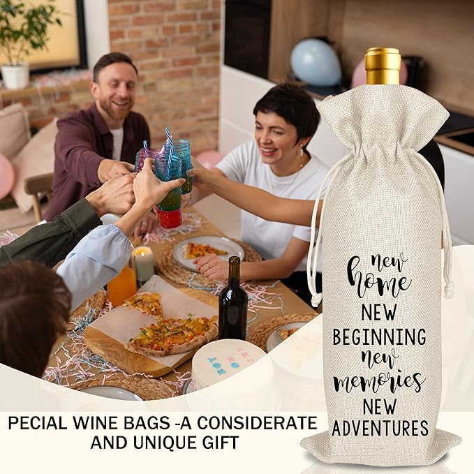 Housewarming Wine Bag - First New Home Gifts, Pairs Well with a New Home, Housewarming Party Decorations House Warming Gift for Women Men Couple Reusable Wine Wrap Bag, Realtor Client Gift (A28)