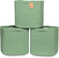 NaturalCozy 13 Inch Cube Storage Bins Cotton Rope Woven Baskets for Organizing 3-Pack | 13 x 13 Storage Cubes | Fabric Square Storage Baskets for Shelves Organizer, Kids Toy Bins, Closet Baby Nursery