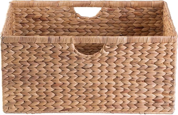Vintiquewise Foldable Natural Water Hyacinth Storage Bin (Set of 3 Large)