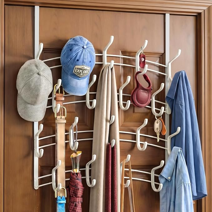 LYNK Professional® Home™ Over the Door Hooks - 36 Hook – Over the Door Coat Rack - Over the Door Hanger - Hanging Towels or Clothes - Bathroom, Bedroom, Laundry Room - Lifetime Ltd. Warranty, White