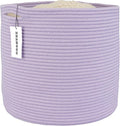 XUANGUO Cotton Rope Woven Basket, 16x14 in Kids Laundry Basket, purple | Round blanket basket and small laundry basket; baby hamper or nursery storage bin for girls, boys, toys, clothes and shoes
