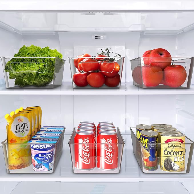 Simple Houseware Clear Fridge Organizer Bin Storage (12"x6"x3.4") | for Cabinet / Pantry / Refrigerator / Freezer / Kitchen