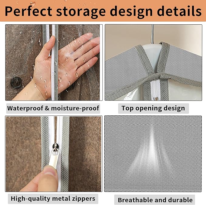 3 Pcs Garment Bags,40"&50"PEVA Moth-Proof Breathable Dust Cover,Garment Bag | Clothing Bags,for Hanging Clothes with Bedroom,Garment Covers for Suits, Padded Clothes,Shirts,Prevent,Dustproof, Keep Dry