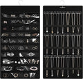 Hanging Jewelry Organizer, Double-Sided Necklaces Holder, Black | 42 clear pockets organize rings & earrings; 36 wire necklace hooks reduce tangles; top hook hangs in closets, walls or doors.