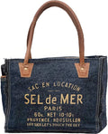 Shy Shy Bags Sel De Mer Canvas & Cowhide Tote Bag - Upcycled Radiant Leather Hand Bag