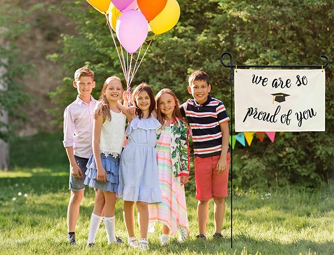 We Are So Proud of You Graduation Banner, Beige Cotton Canvas Wall Hanging Rectangular Flag, Congrats Graduation Party Decor for Class of 2026, School, Home Photo Backdrop 28.5×20 inches