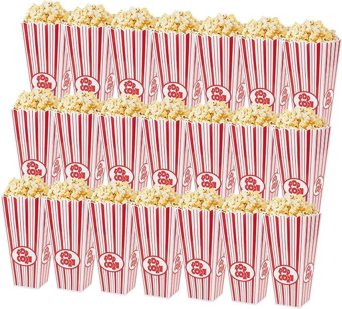 Tebery 21 Pack Plastic Open-Top Popcorn Boxes Reusable Popcorn Containers - 7.7" Tall x 4" Square