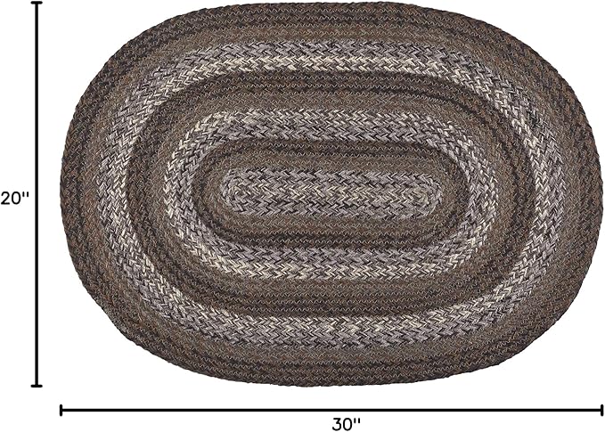 | Night Shadow Premium Braided Collection | Primitive, Rustic, Country, Farmhouse Style | Jute/Cotton | 30 Days Risk Free | Accent Rug/Door Mat | 6'x9' Oval