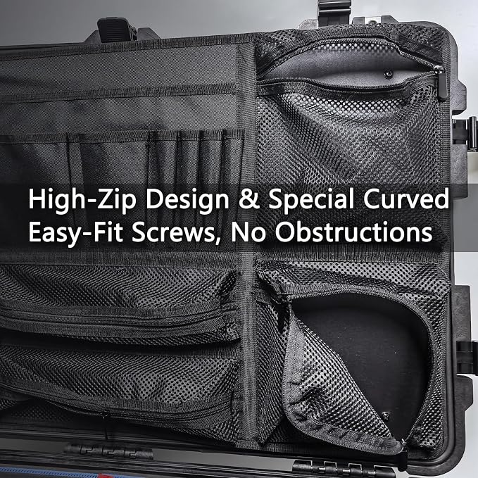 LAFENLIN UPGRADED Lid Organizer for Pelican 1650 Case, Multi Thick Mesh Pockets Storage Organizer, Fits Camera Cases, Diving Dry Boxes, Hard Cases & Toolboxes, Includes Screws, Durable