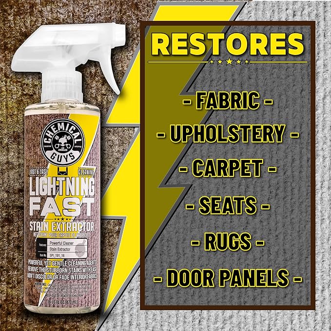 Chemical Guys Carpet & Upholstery Stain & Spot Remover and Ceramic Protectant Bundle with (1) 16 oz Lightning Fast Stain Extractor and (1) 16 oz HydroThread Ceramic Protectant