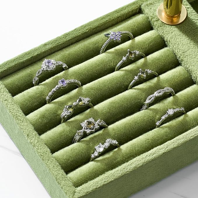 bussdis 2 Tier Bracelet Holder Display - Detachable T Bar Green Velvet Bracelet Holder, Jewelry Holder Organizer for Bracelet, Necklace, Earrings, Rings