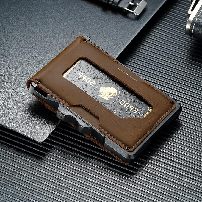 furid Genuine Leather Wallet for Men: Slim RFID Smart Minimalist Wallet | Credit Card Holder for Front Pocket wallet with Money Clip Full Grain - Gifts for Husband Father on Birthday Anniversary