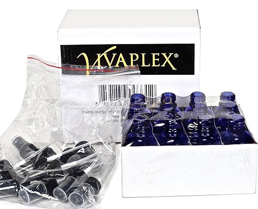 Vivaplex 12, Cobalt Blue, 1 oz Glass Bottles, with Black Fine Mist Sprayers
