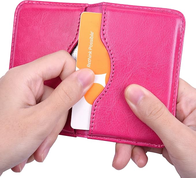 Wisdompro Business Card Holder, 2-Sided Folio Name Card Case | PU Leather Credit Card Holder Wallet with Magnetic Shut, Ultra Slim and Thin, for Business Cards & ID Cards, Men and Women