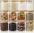 HomArtist Glass Jars with Bamboo Lids 17 FL OZ [Set of 12], Glass Canisters with Airtight Lids, Glass Food Storage Containers for Spice, Coffee, Sugar, Tea, Candies, Cookies,Best for Kitchen & Pantry