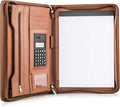 Cossini Premium Business Portfolio with Zipper – Padfolio - Superior Business Impressions Begin with PU Vegan Leather, 10.1 Inch Tablet Sleeve, Smart Storage, Solar Calculator, Writing Pad - Tan