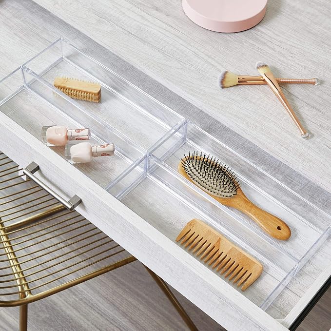 iDesign Drawer Organization, Large, Set of 4 | Kitchen and Bathroom, For Silverware, Spatulas, Gadgets