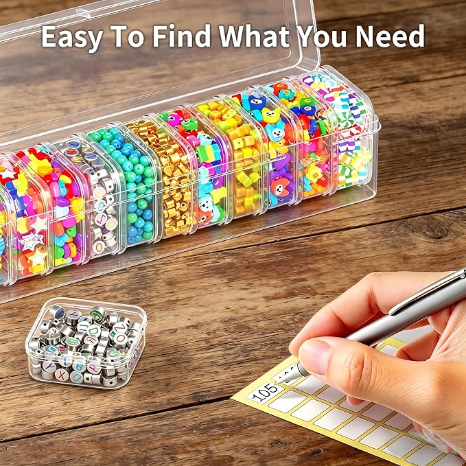 Bead Organizer Box, 13 Pcs Compartments Clear Plastic Storage Containers Set for Bracelet Making DIY, Jewelry, Small Parts