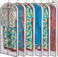 Mskitchen Clear Garment Storage with 4" Gusseted Hanging Covers - Durable, Transparent Protectors for Long Coats, Gowns, Dresses - 24"x 60"x 4" / 6 Pack