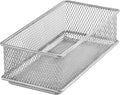 Ybm Home Silver Mesh Drawer Cabinet and or Shelf Organizer Bins, School Supply Holder Office Desktop Organizer Basket 1594s (1, 3x6x2 Inch)