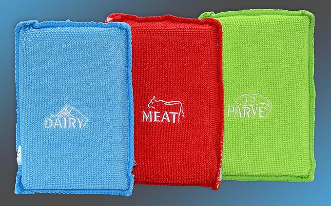 Dairy Blue Dishwashing Sponges - Heavy Duty Scouring Pad, Non Scratch Scrubber - Durable and Soft - Color Coded Home and Kitchen Accessories by The Kosher Cook