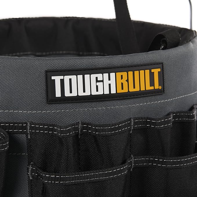 ToughBuilt - 5-Gallon Bucket Organizer, 60-Pocket Tool Organizer, TB-85 | 60 Pockets & Loops, 1680D Ballistic Fabric, Reinforced Construction, Fits 5-Gallon Buckets, Contractor Grade, Jobsite Ready