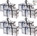 RUGGED RHINO 8 Pack Heavy Duty Extra Large Moving Bags, Durable Bag with Strong Handles and Zipper, Moving Boxes Alternative for College Packing, Holiday Décor, Space Saving Storage with Label, Clear