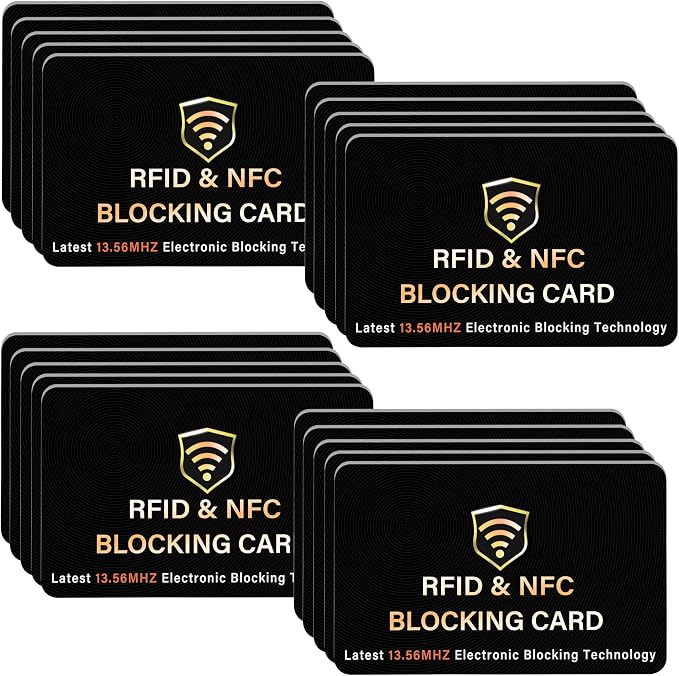 SaiTech IT 20 Pack RFID Blocking Card for Credit Debit ID Card, Black | Slim Anti-Theft Contactless NFC RFID Blocker Protector, Easily Fit into Wallet and Purse, for Men & Women