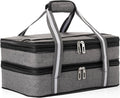 Stack Store Plus More Insulated Casserole Carrier for Hot or Cold Food, Lasagna Holder for Picnic, Potluck, Cookout - Fits 9” x 13” and 11” x 15” Baking Dish – Expandable Double Thermal Bag in Gray