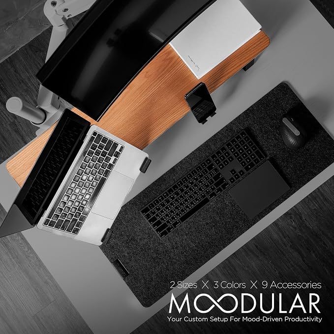 ULTRARM Moodular Wooden Monitor Stand Desk Organizer, Standard 33.4" Oak | Customizable Organized Workspace, Aluminum Slide Rails, 10 Add-Ons Sold Separately: Storage Drawer, Tablet, Phone & More