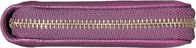 Easyoulife Womens Credit Card Holder Wallet Zip Leather Card Case RFID Blocking (Purple)