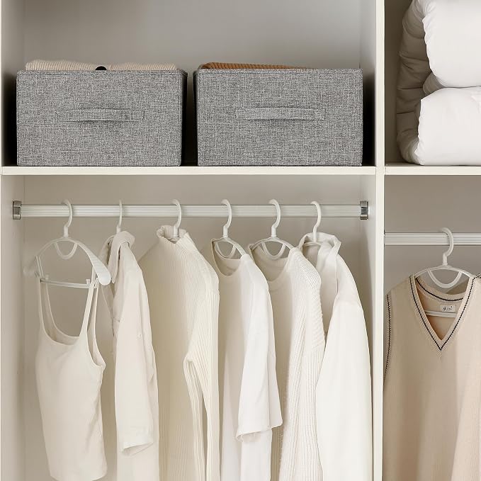Linen Folding Storage Bins, 3 Pack Large Storage Baskets, Washable, Clothing Storage Bins with Handle, Closet Organizer for Storage Sweater,Sheets(dark grey, 18½"x13½"x8½")